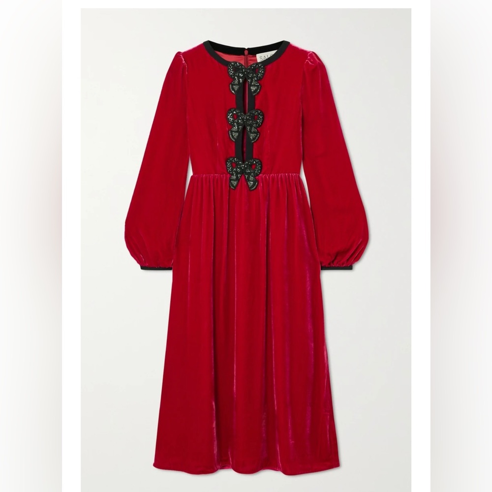 Saloni Red Bow Camille Dress